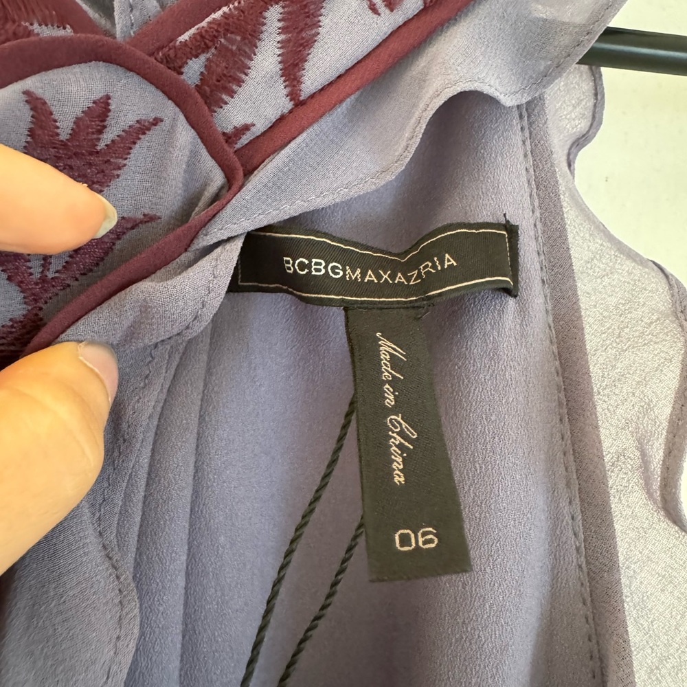 NWT BCBGMaxAzria Embroidered Purple Halter Gown. 6 - Picture 9 of 12